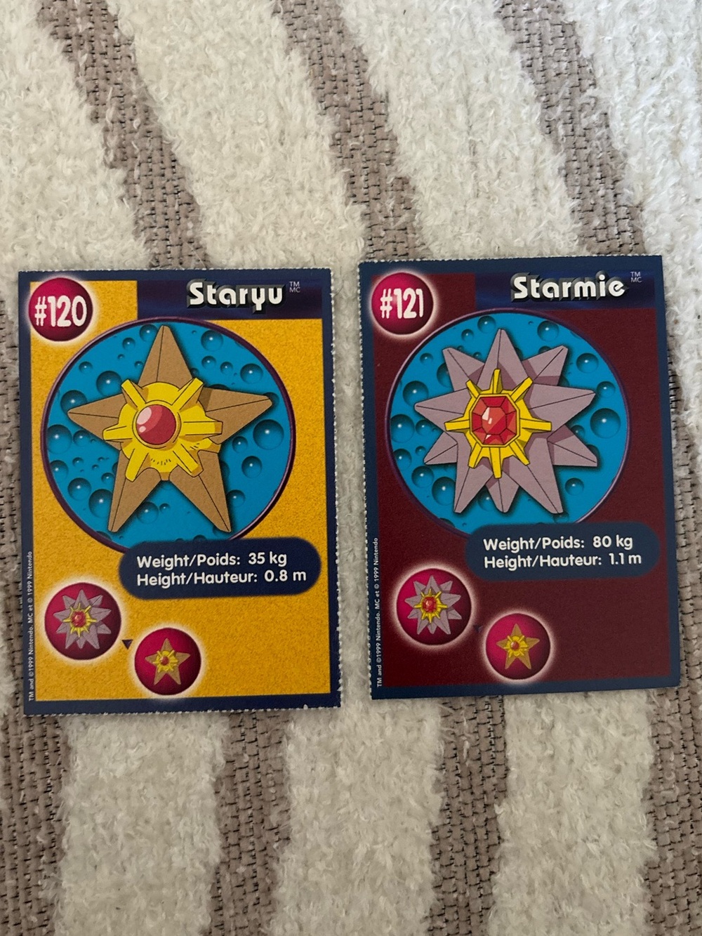 5/$25 1999 Burger King PokéTrivia Promo Card #120 Staryu #121 Starmie